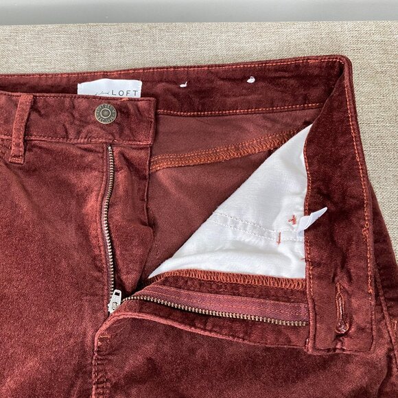 LOFT Made & Loved Velvet Like Jeans Women's 28 Mid Rise Rust Red Casual Pants - Picture 4 of 14